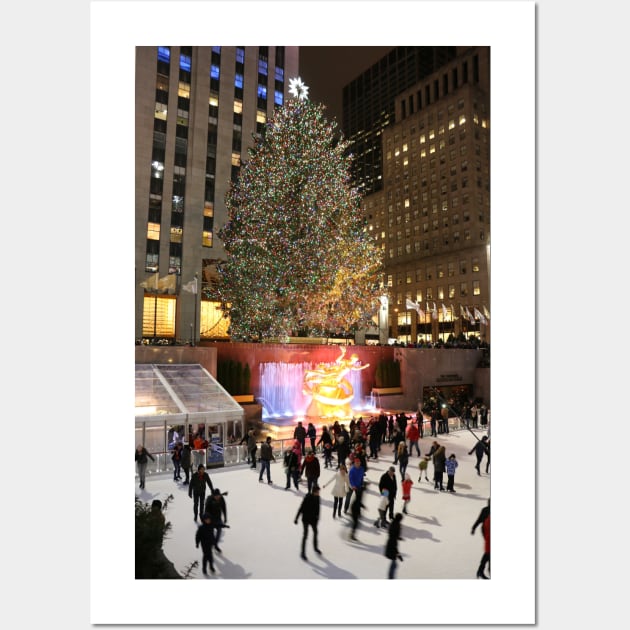 Rockefeller Center Christmas Tree and ice skating rink Wall Art by PMM